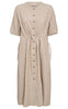Freequent Kjole - Lava - Sand Melange w. Star Off-white