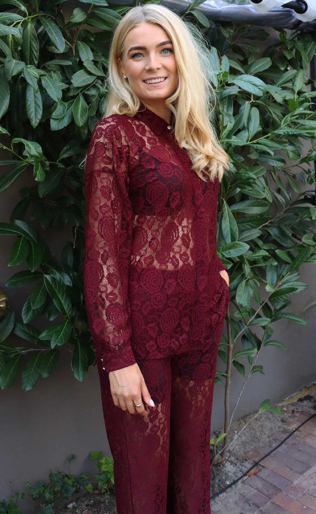 Liberte Bukser - Lacy - Bordeaux Lace