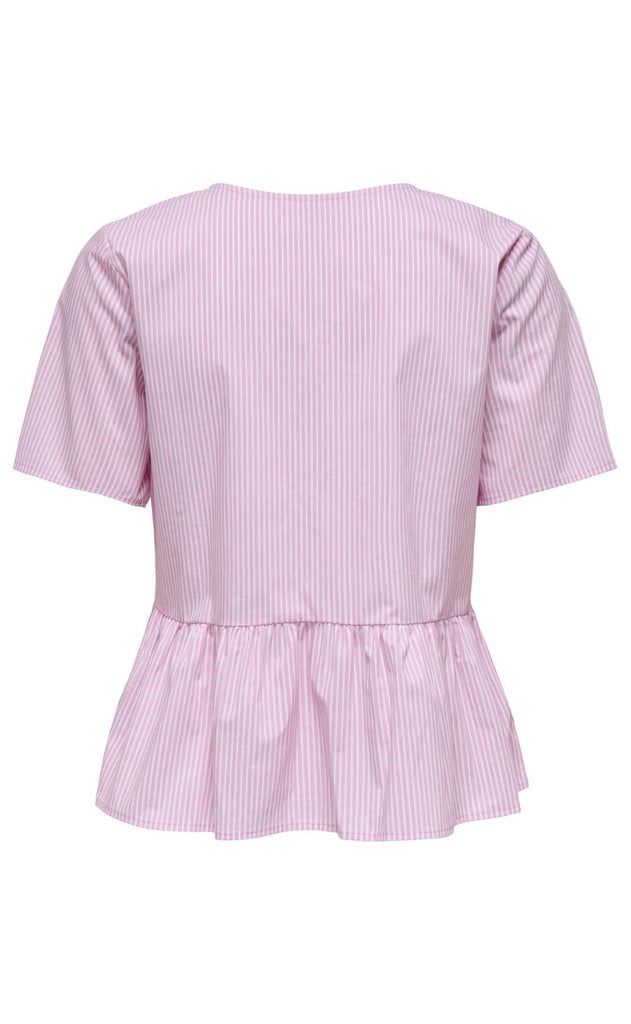 JDY Topp - Mio - Shocking Pink/Small White Stripes