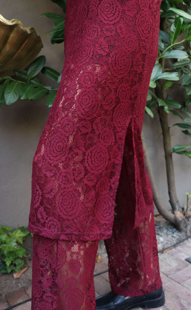 Liberte Bukser - Lacy - Bordeaux Lace