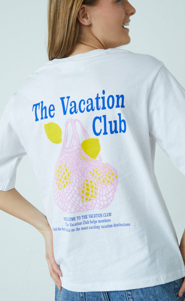 Sisters Point T-shirt - Heda Loose - White/Lemon