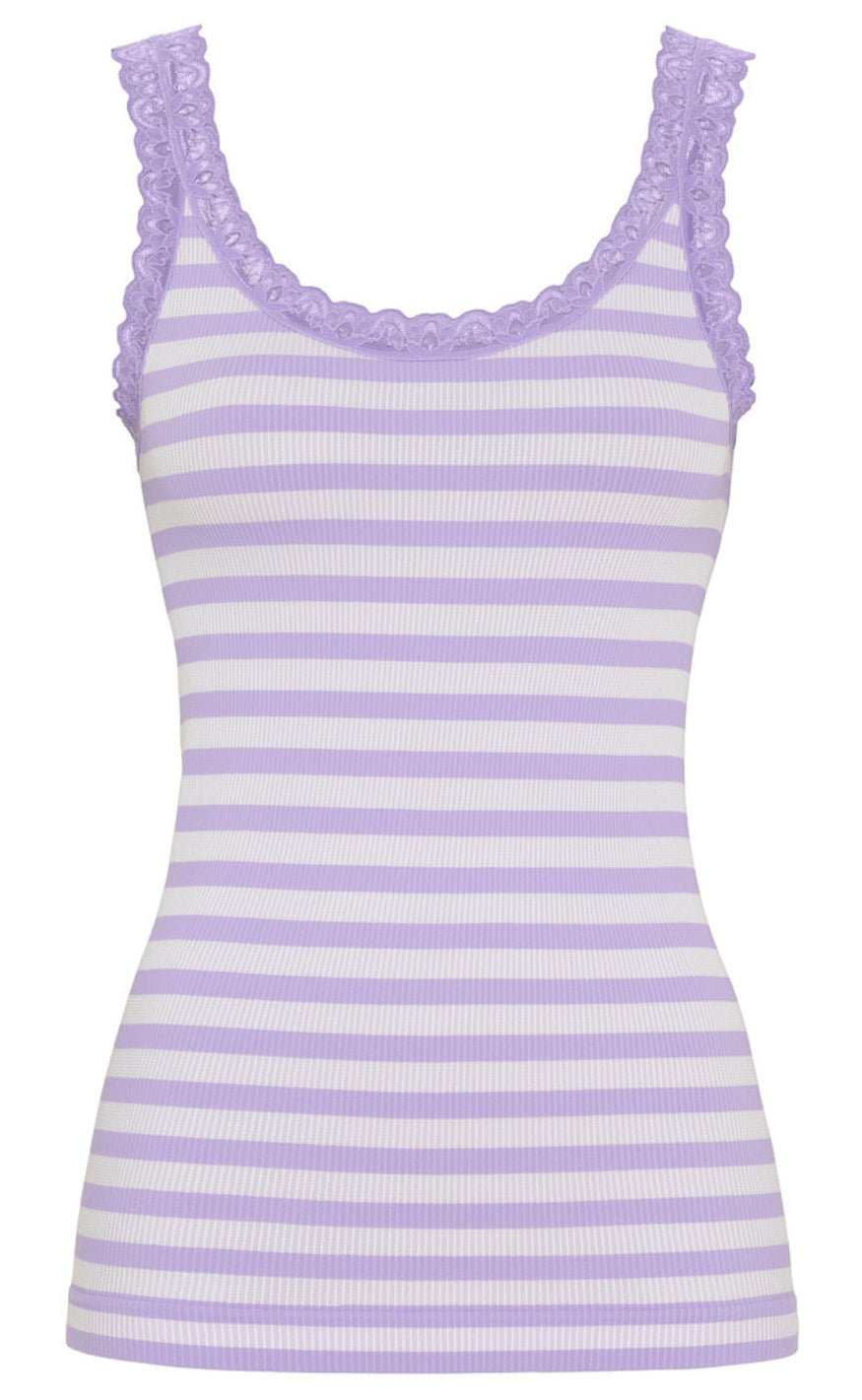 Tim & Simonsen Topp - Isa Rib - Lavanda/Bianco
