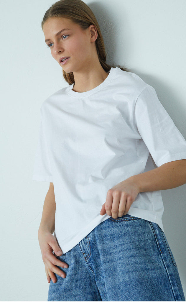 Sisters Point T-shirt - Heda Loose - White/Lemon