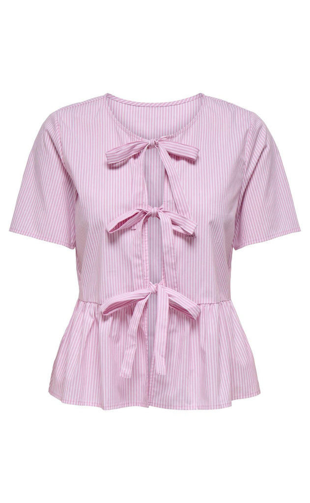 JDY Topp - Mio - Shocking Pink/Small White Stripes