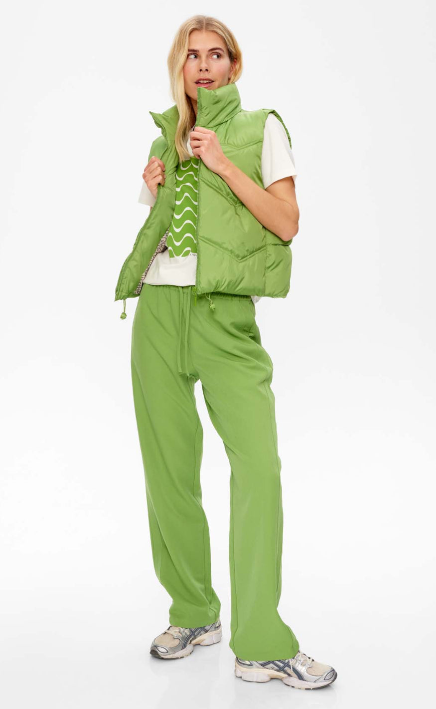 Freequent Bukser - Lenna - Piquant Green W. Olive Night