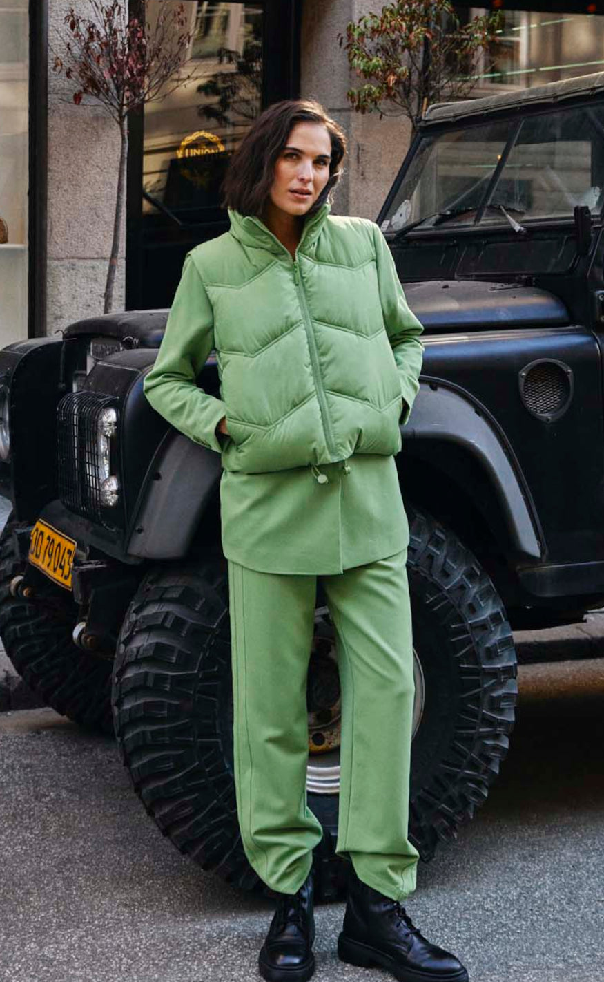 Freequent Bukser - Lenna - Piquant Green W. Olive Night