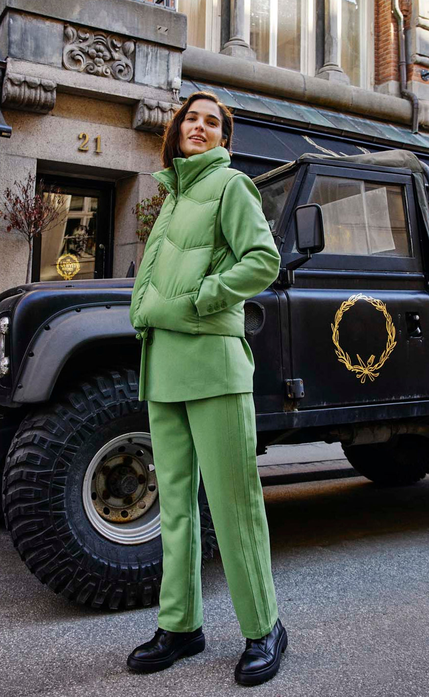 Freequent Bukser - Lenna - Piquant Green W. Olive Night