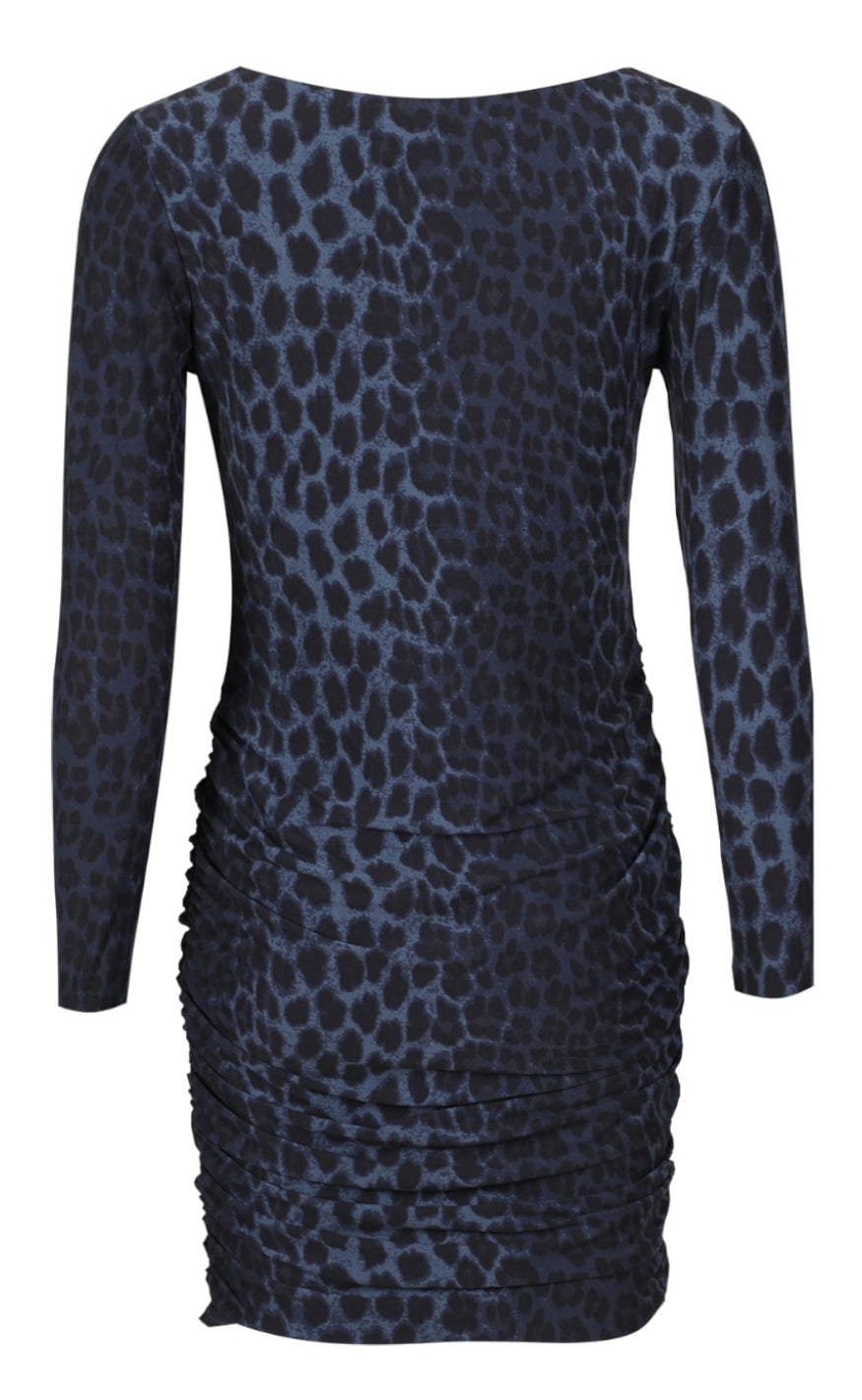 Liberte Kjole - Alma - LS Turn -  Dusty Navy Leo