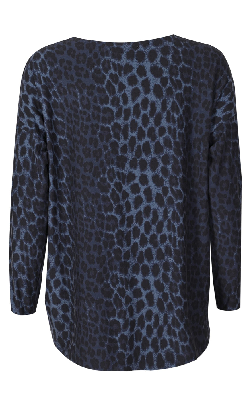 Liberte Topp - Alma -LS -  Dusty Navy Leo