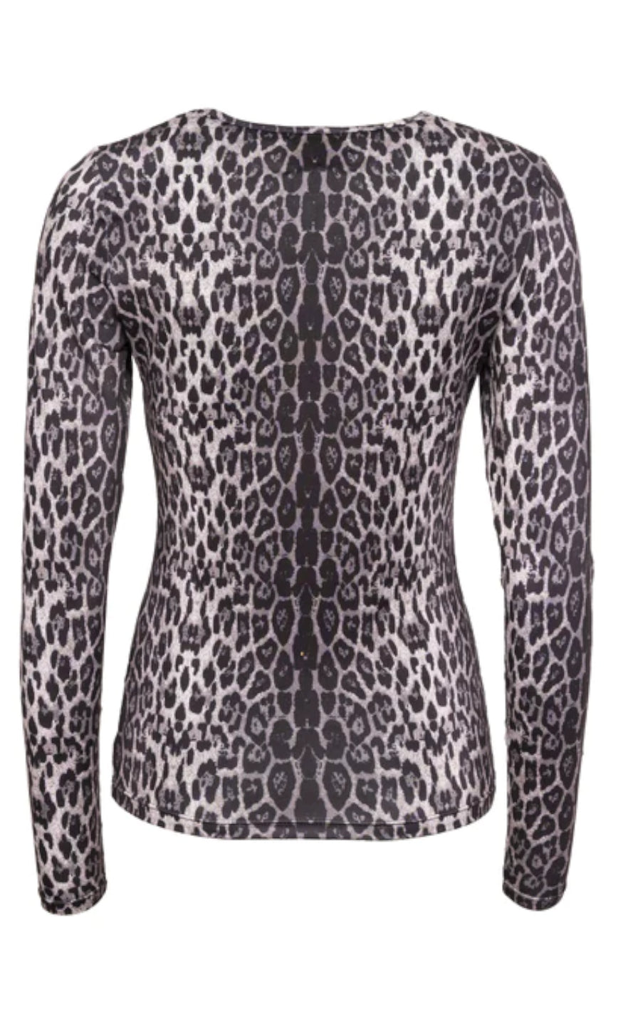 Liberte Bluse - Lotus Highneck - Grey Black Leo