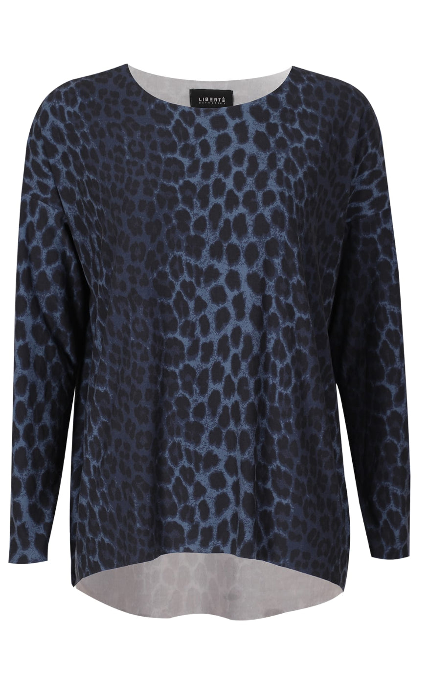 Liberte Topp - Alma -LS -  Dusty Navy Leo