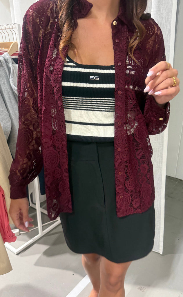 Liberte Skjorte - Lacy - Bordeaux Lace