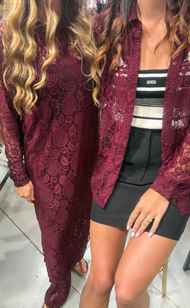 Liberte Skjorte - Lacy - Bordeaux Lace