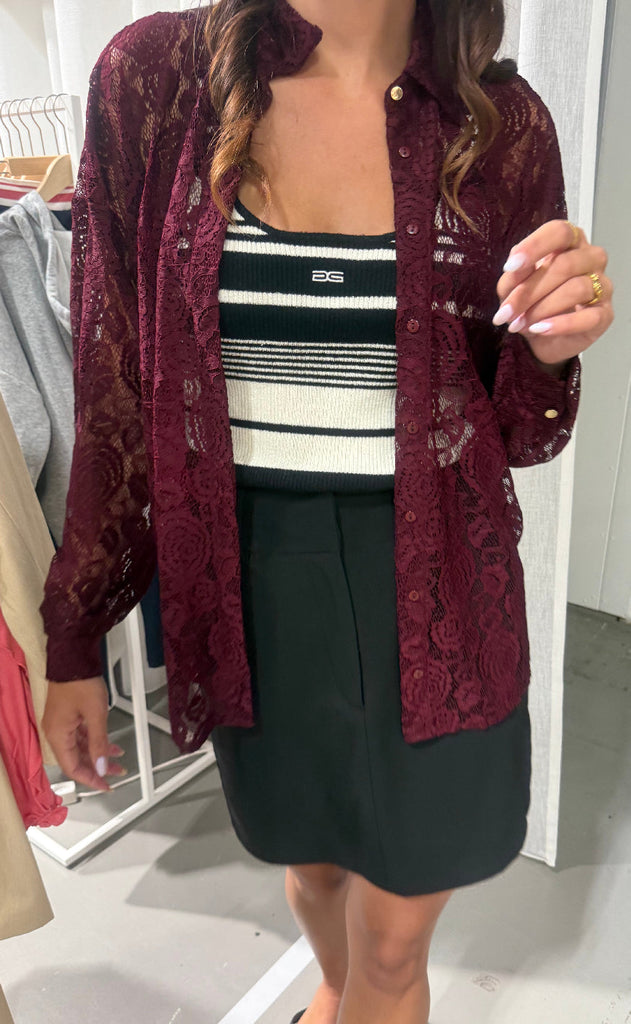 Liberte Skjorte - Lacy - Bordeaux Lace
