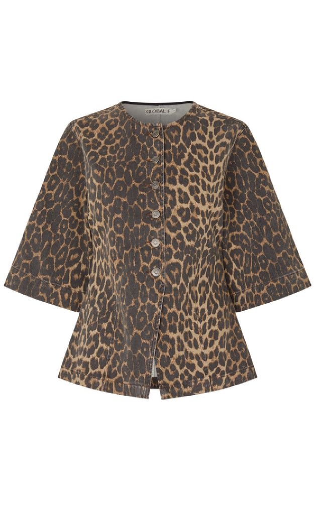 Global Funk Bluse - Lila-G - Leopard Mist