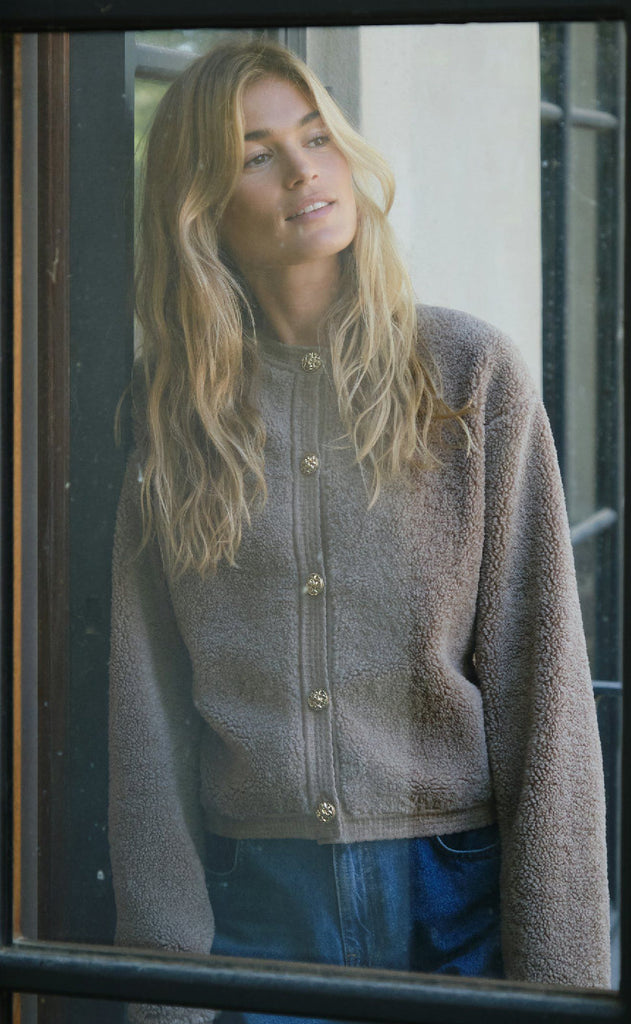 Neo Noir Cardigan - Limo Fluffy - Dark Sand