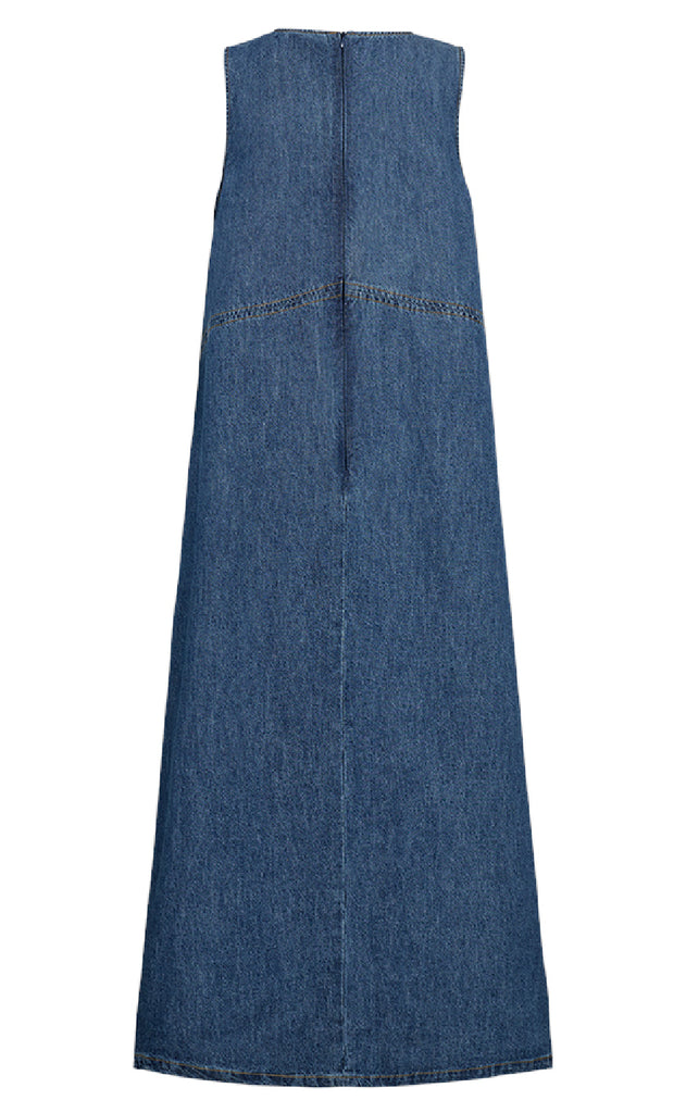 Freequent Kjole - Lisea Long - Medium Blue Denim