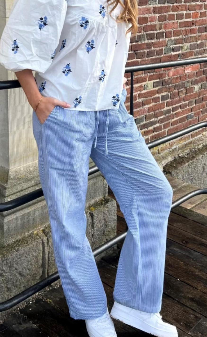 Continue Bukser - Lis Small Stripe - Blue/White