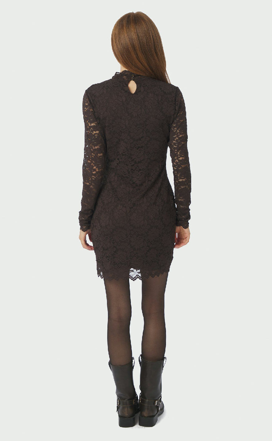 Neo Noir Kjole - Lizette Laceflower - Chocolate Brown