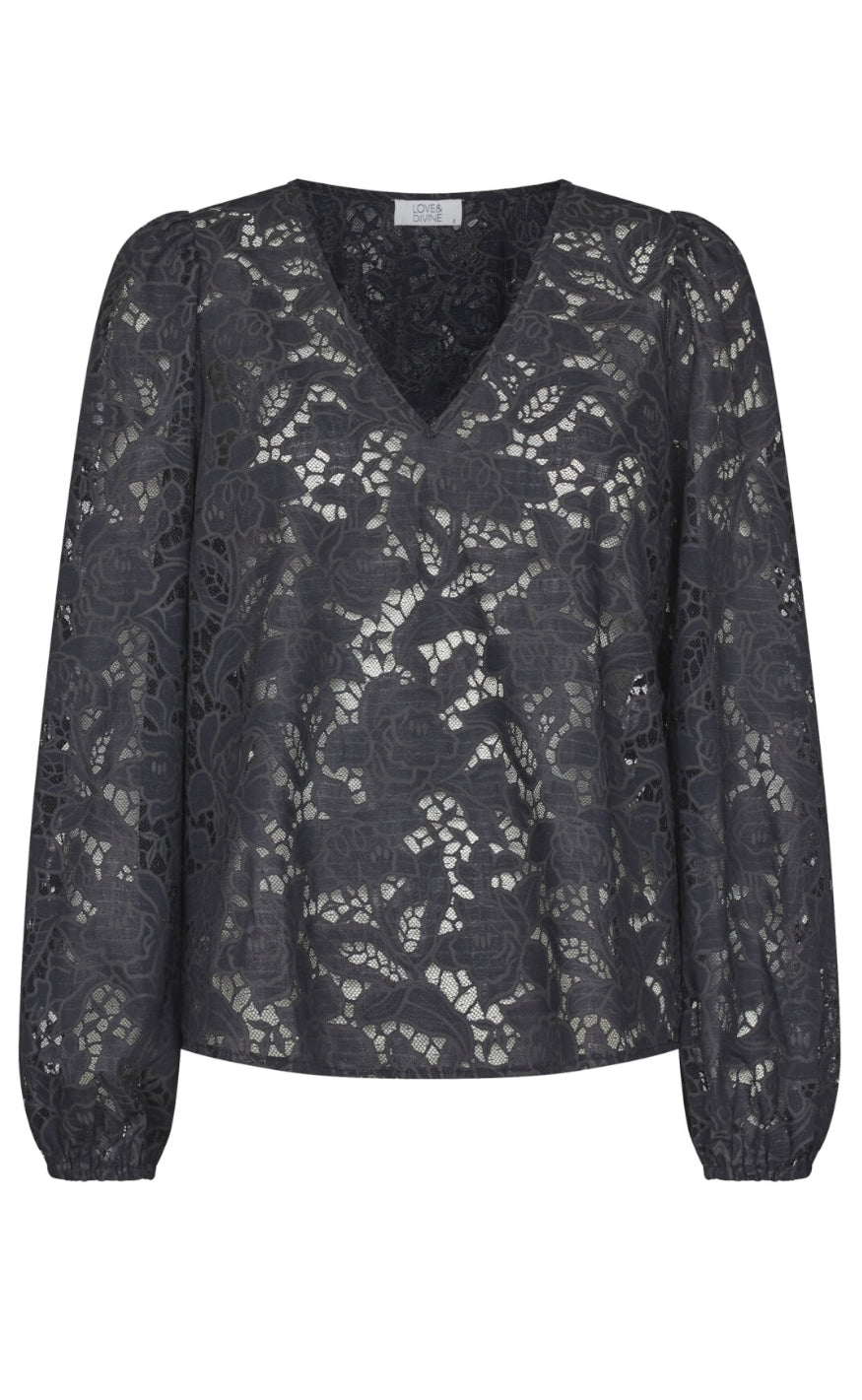 Love & Divine Bluse - Love1243 - Black/Grey