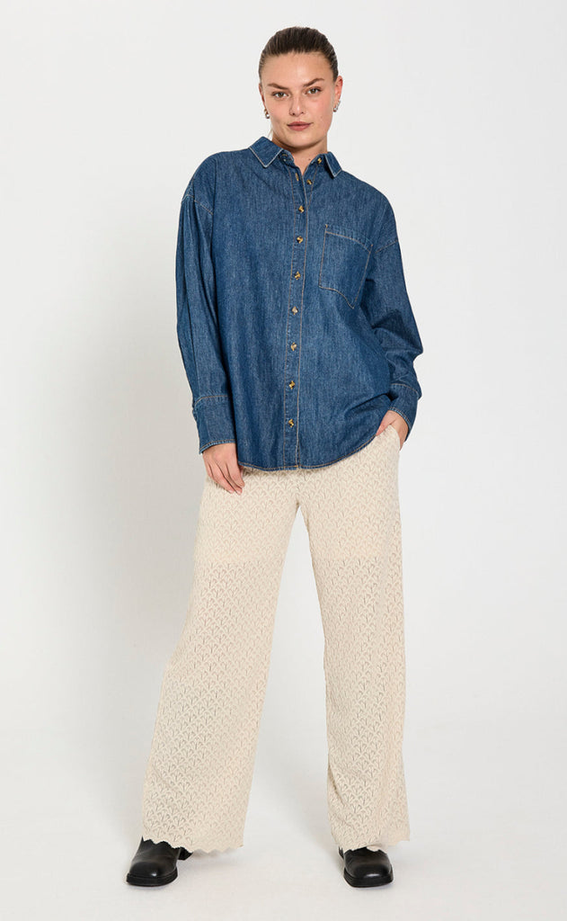 Freequent Skjorte - Lisea - Medium Blue Denim