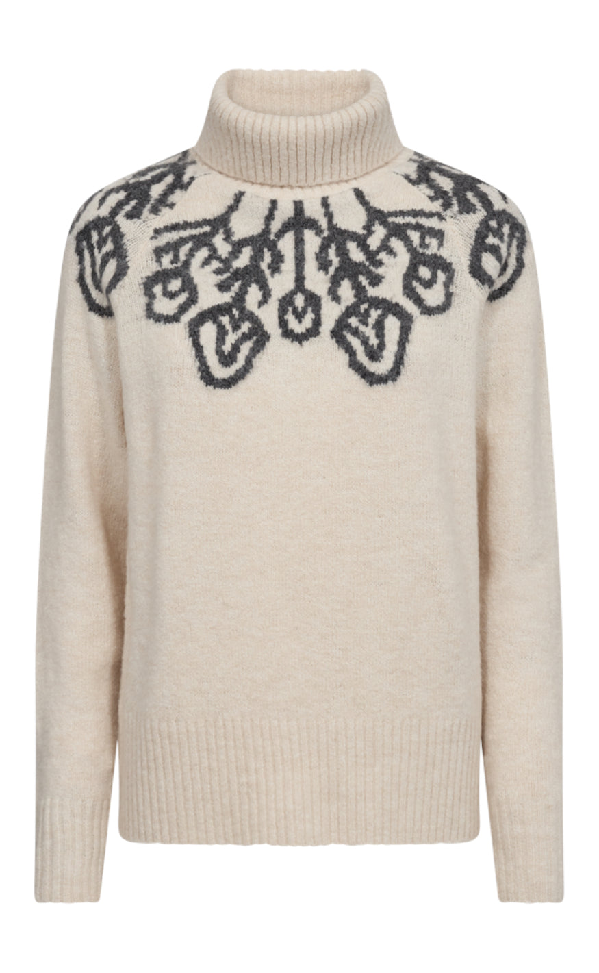Freequent Pullover - Merla - Moonbeam  W. Dark Grey Mel