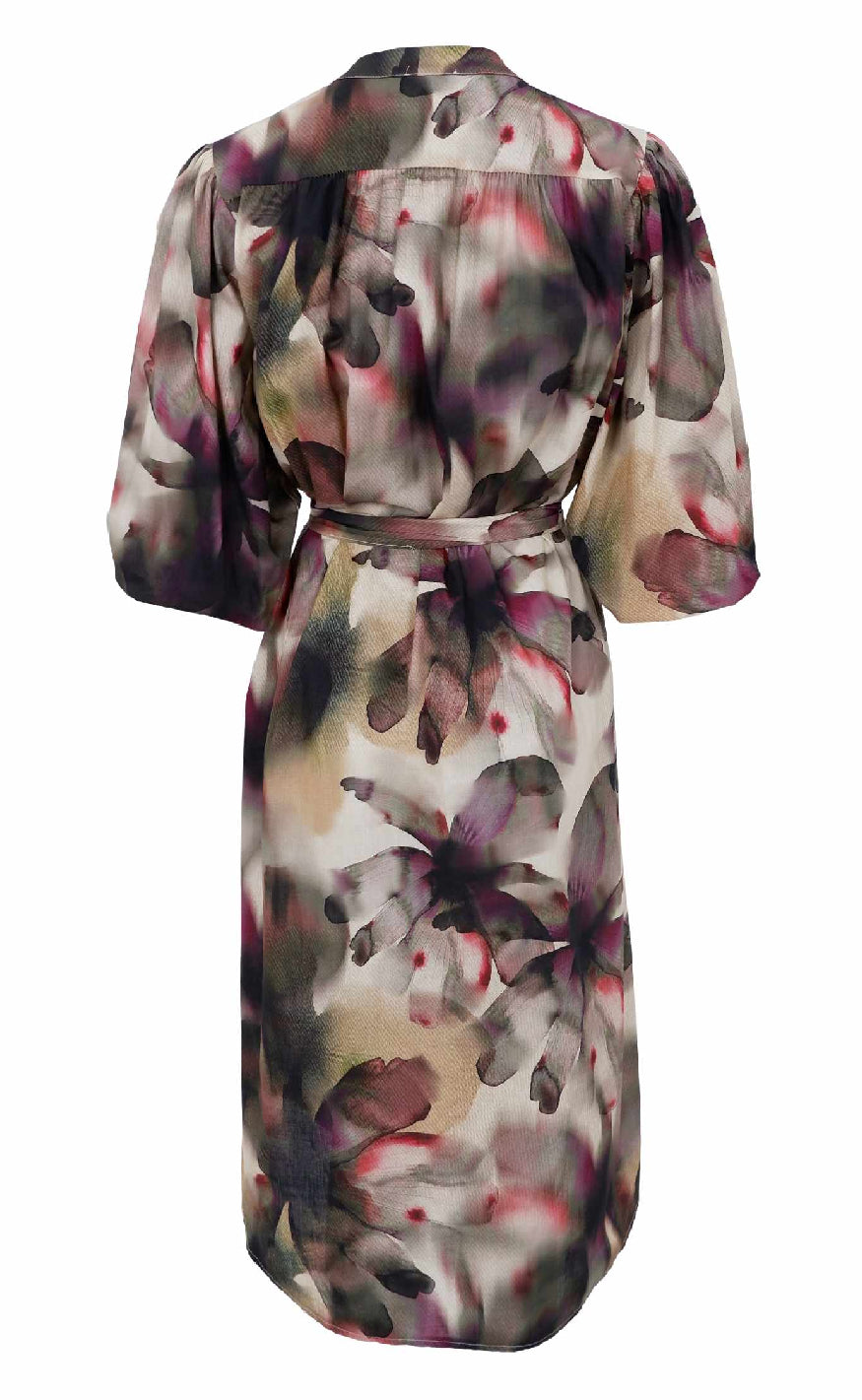 Black Colour Kjole - Filora - Plum Flower