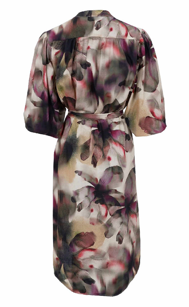 Black Colour Kjole - Filora - Plum Flower