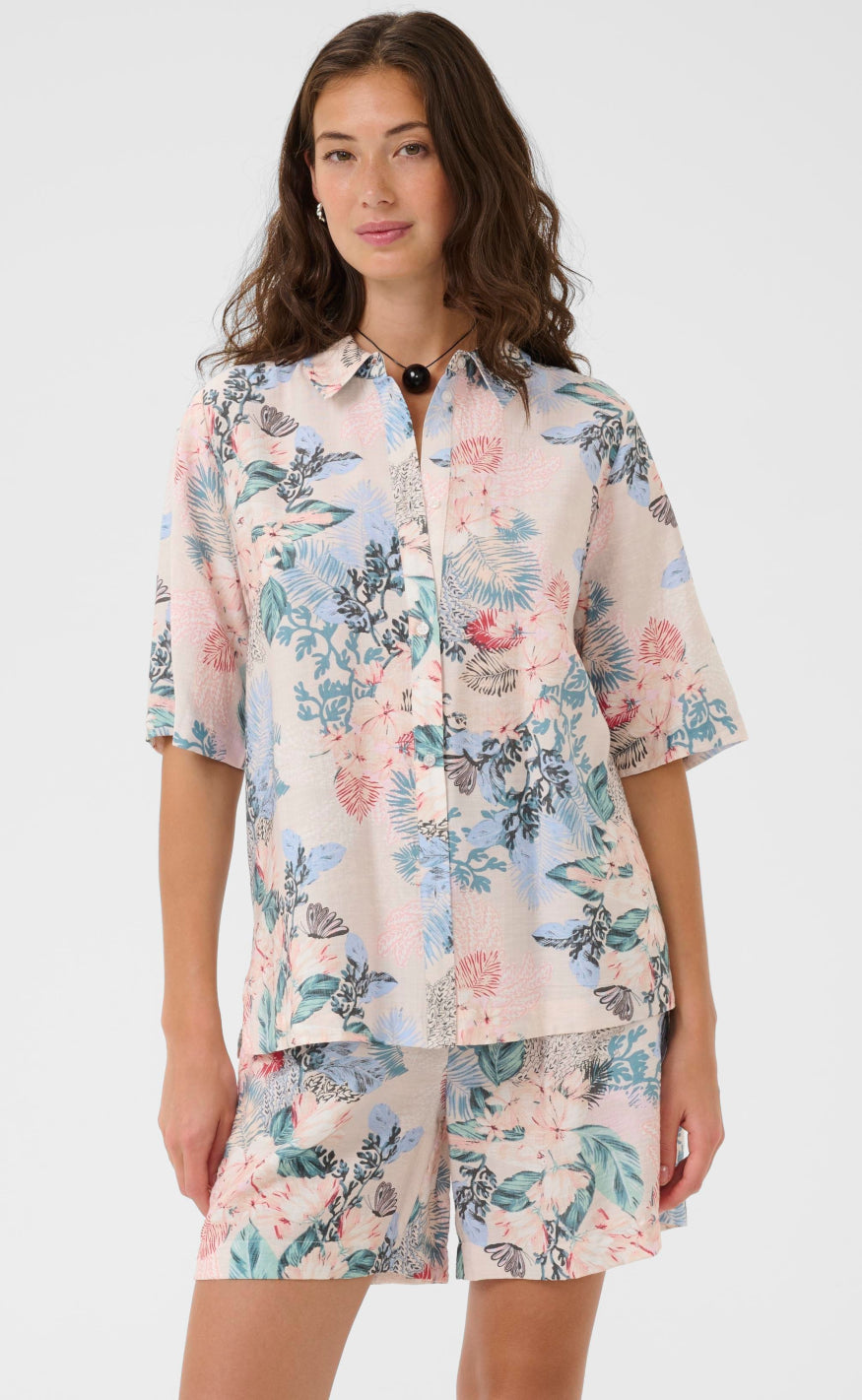 Culture Skjorte - Lotus Greece - Whitecap/Blue Leaf