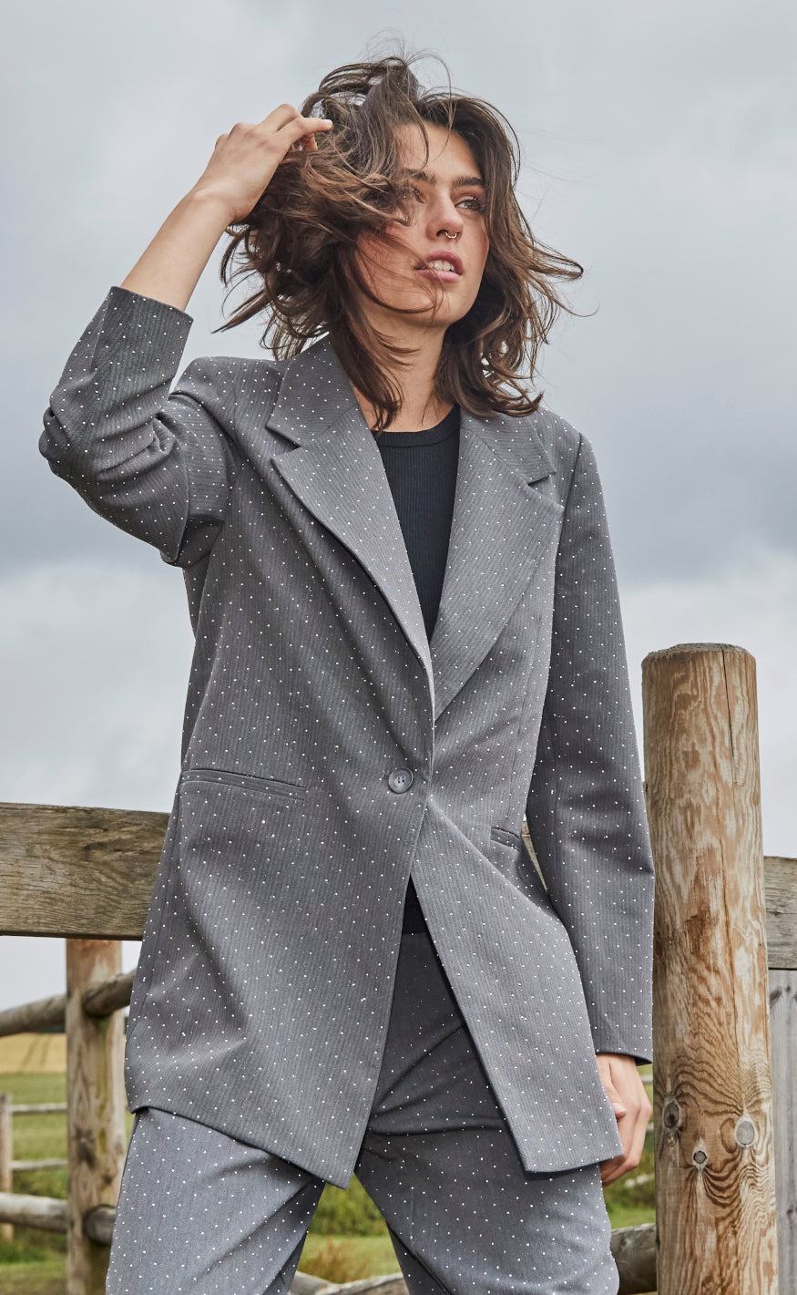 Love & Divine Blazer - Love1021 - Grey/Rhinestone