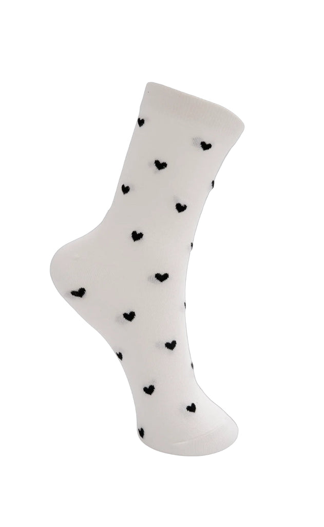 Black Colour Strømper - Love - White w. black