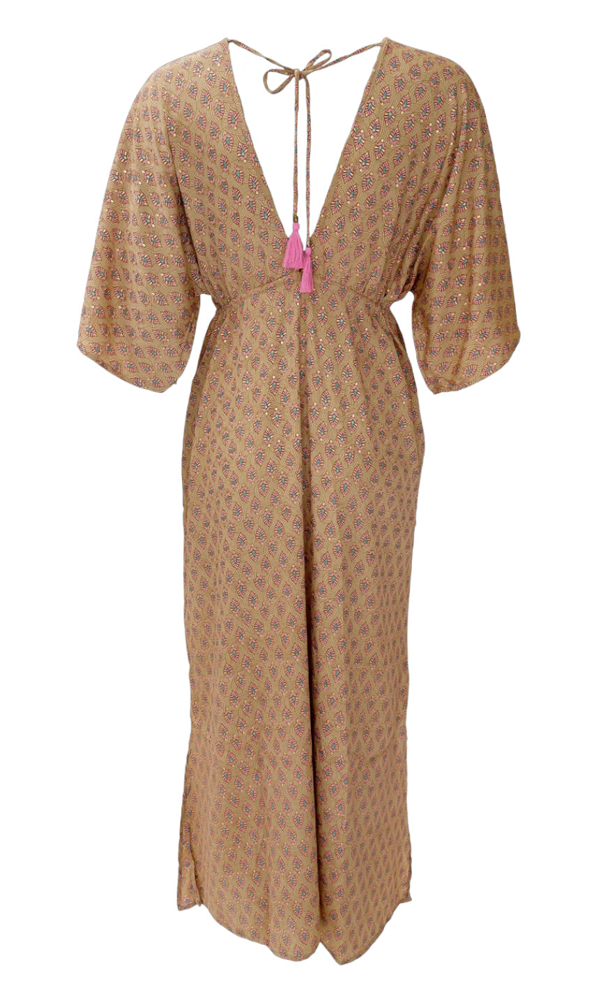 Black Colour - Luna V-Neck Kjole - Savannah Latte