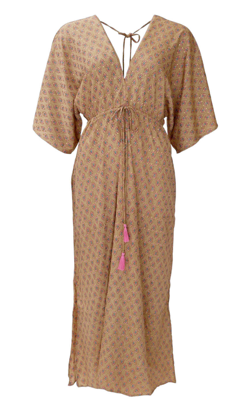 Black Colour - Luna V-Neck Kjole - Savannah Latte
