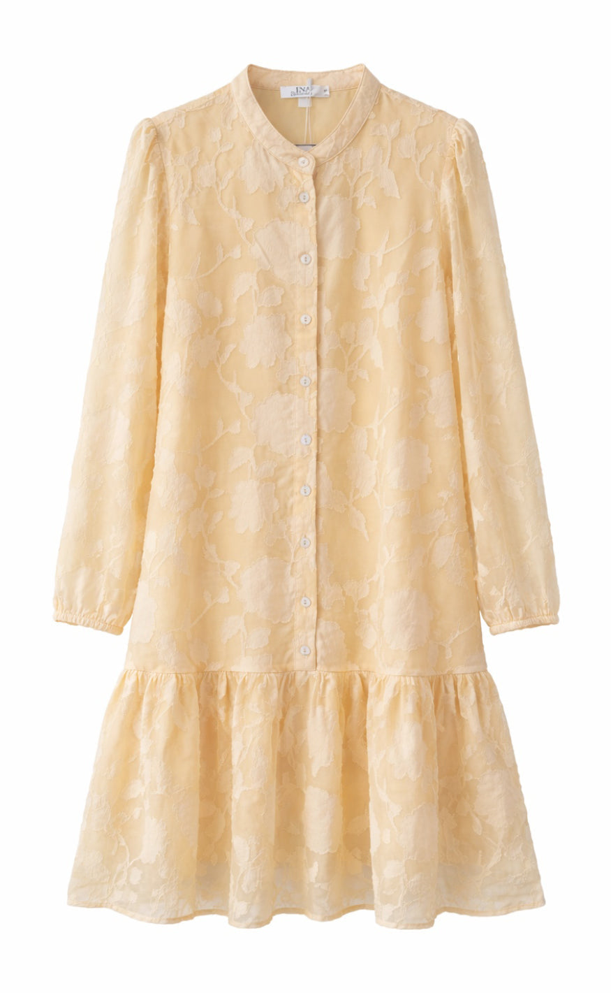 Say INA Copenhagen Kjole - Luna - Light Yellow Flower