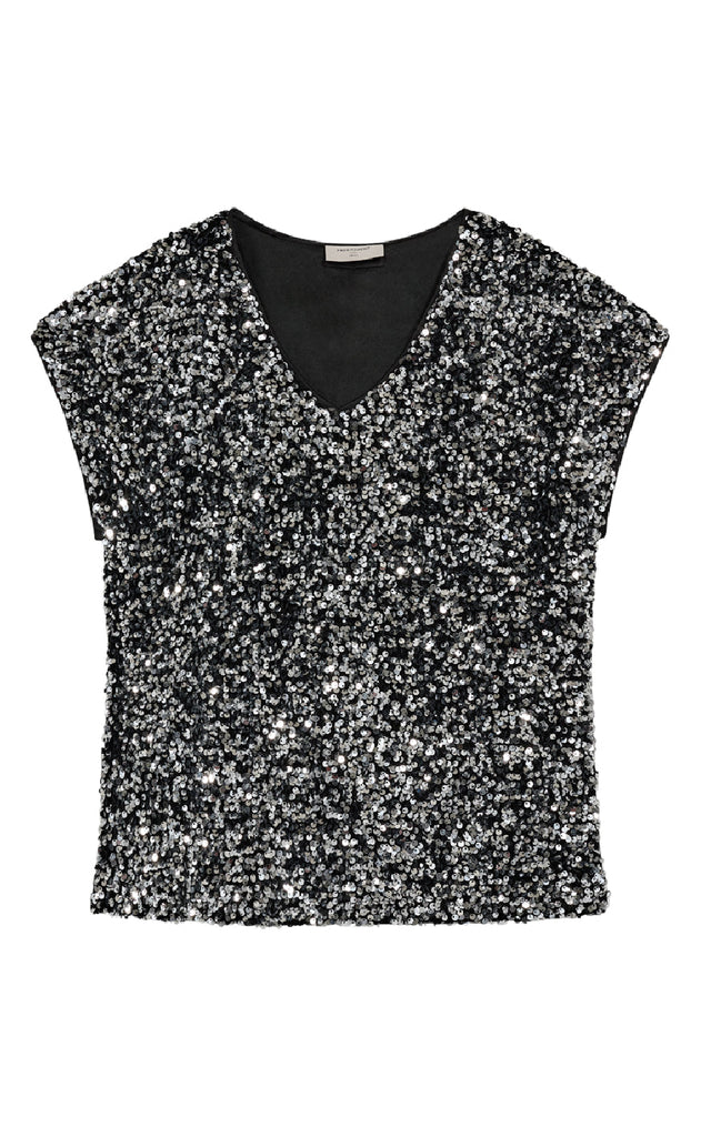 Freequent Bluse - Lune - Black w. Silver