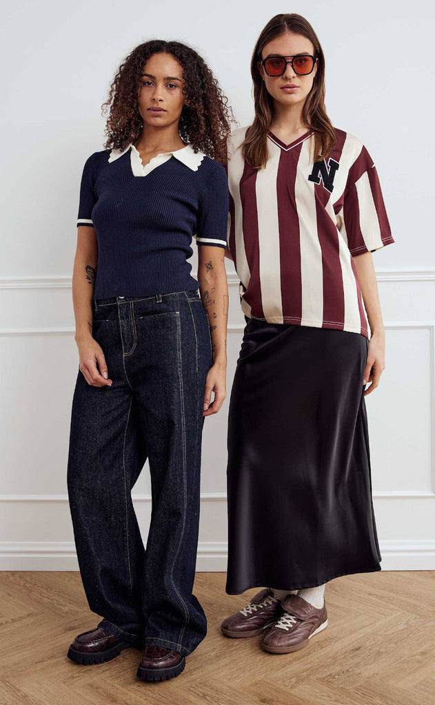 Noella Bluse - Lucena - Mahogany Ivory Stripe