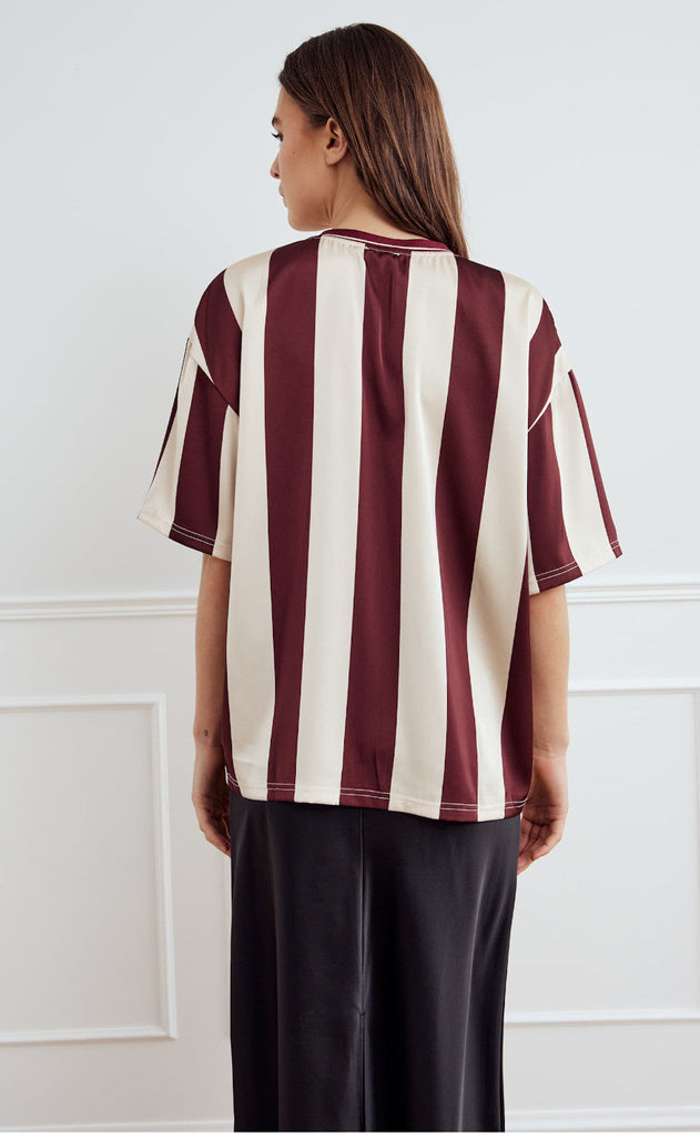 Noella Bluse - Lucena - Mahogany Ivory Stripe