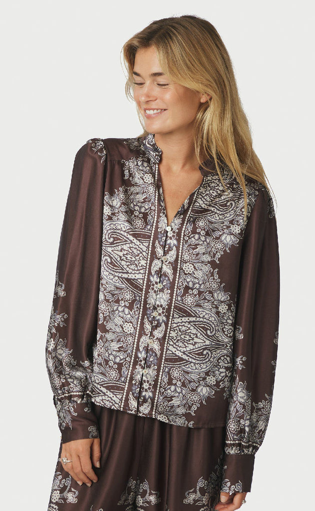 Neo Noir Bluse - Massima - Dark Brown