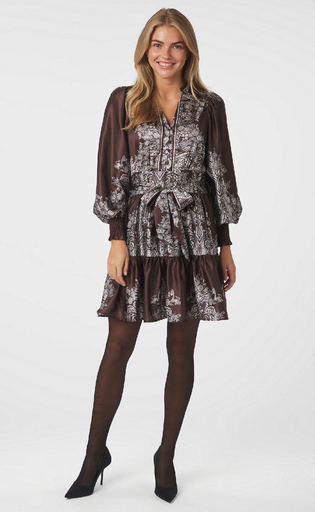 Neo Noir Kjole - Mafilda Paisley - Dark Brown