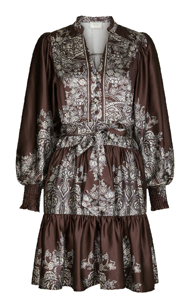 Neo Noir Kjole - Mafilda Paisley - Dark Brown