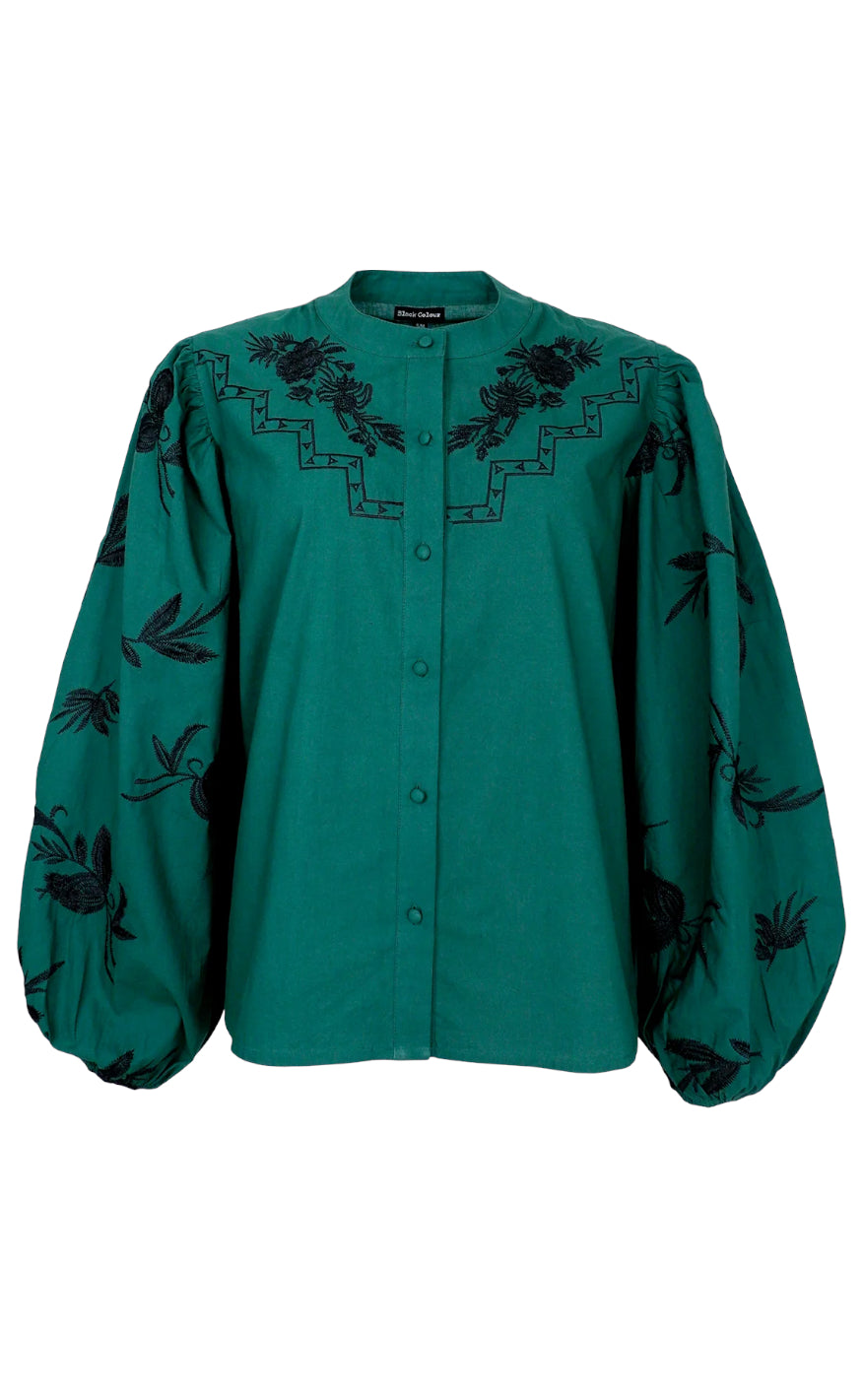 Black Colour Bluse  - Maren  - Green