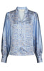 Neo Noir Bluse - Massima Paisley Border - Light Blue