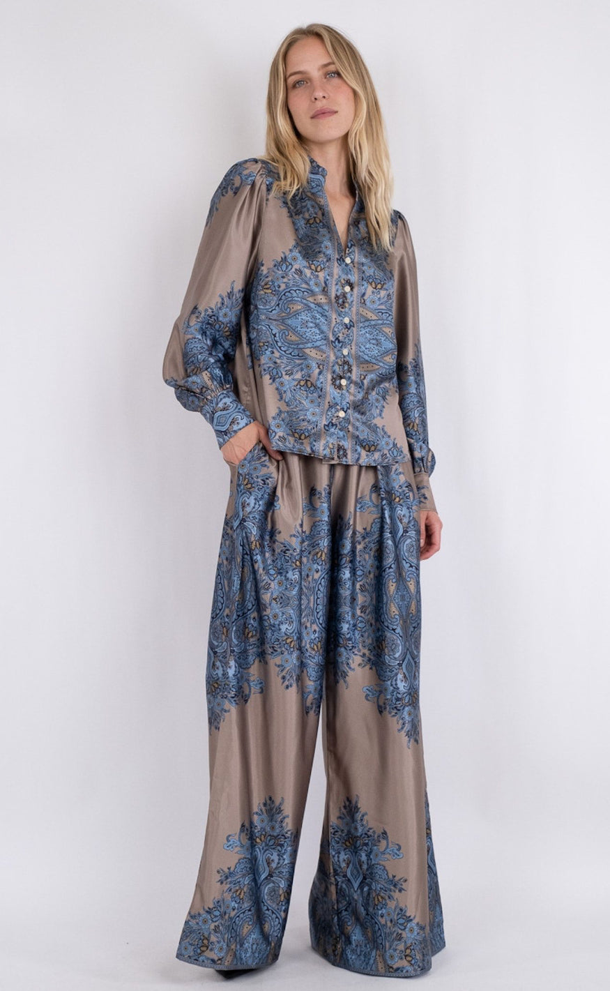 Neo Noir Skjorte - Massima Paisley - Blue