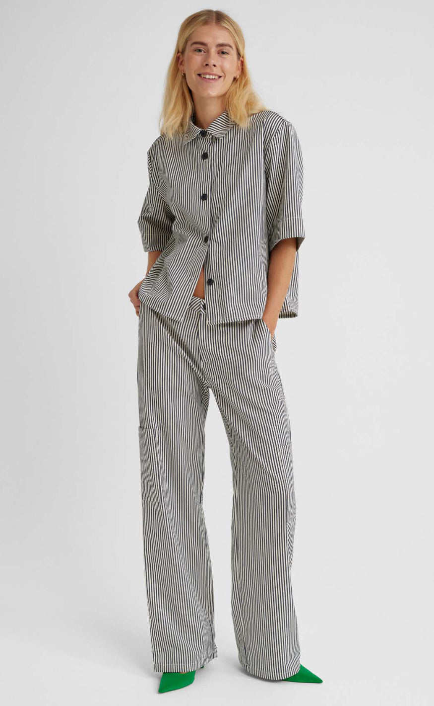 Freequent Bukser - Mella - Medieval Blue W. Off White
