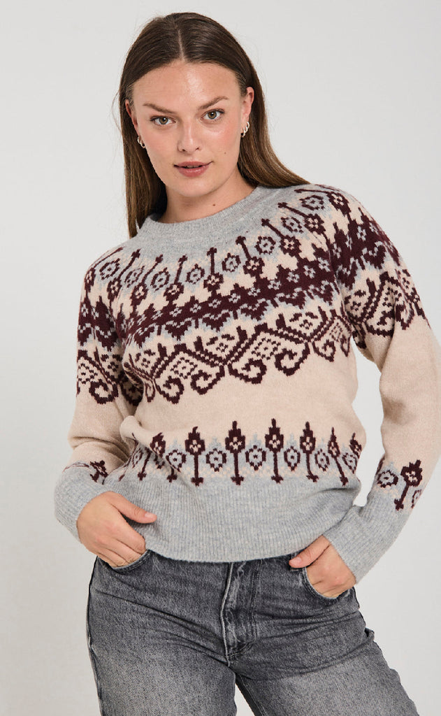 Freequent Pullover - Merla - Moonbeam Mel w. Med Grey Mel