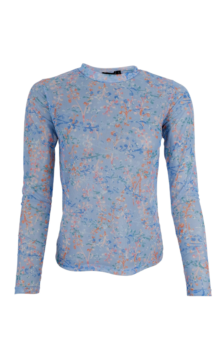 Black Colour Bluse - Florence - Blue Flower