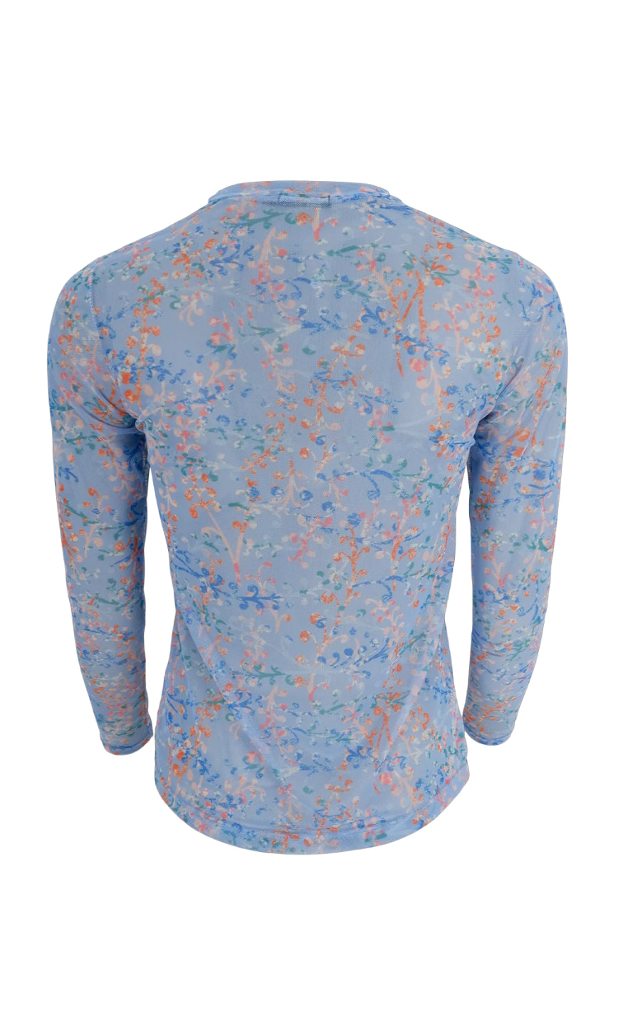 Black Colour Bluse - Florence - Blue Flower