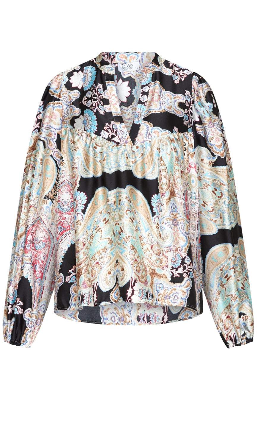 Love & Divine Bluse - Love1053-1 - Mint Paisley