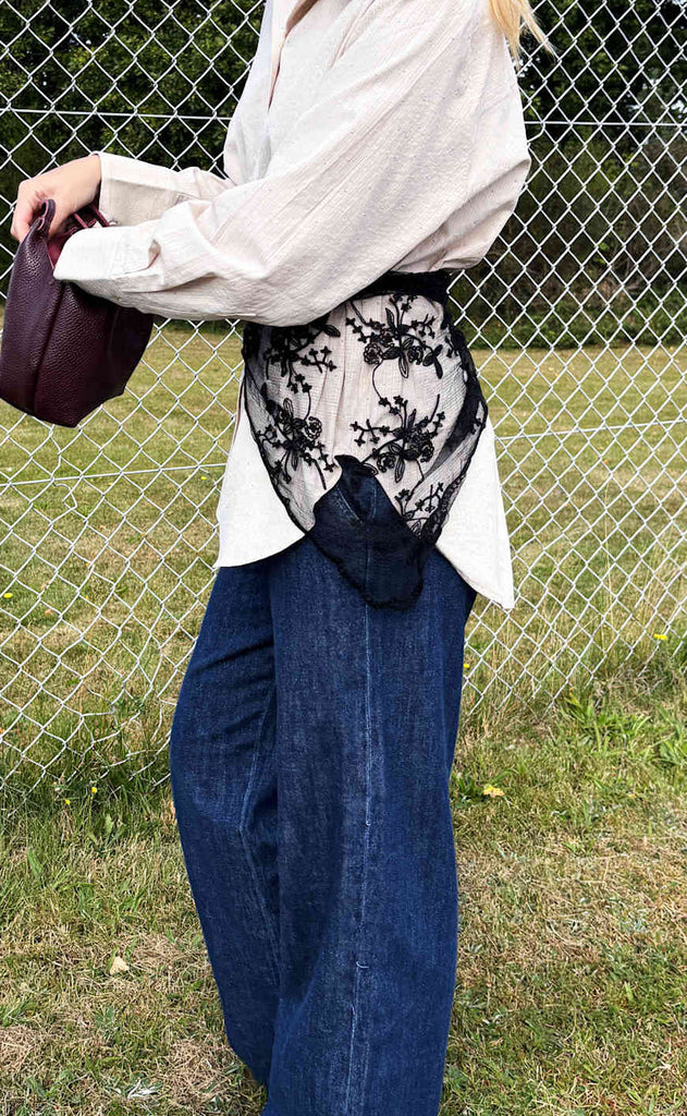 Black Colour Skjerf - Miriana Traingle Lace - Black