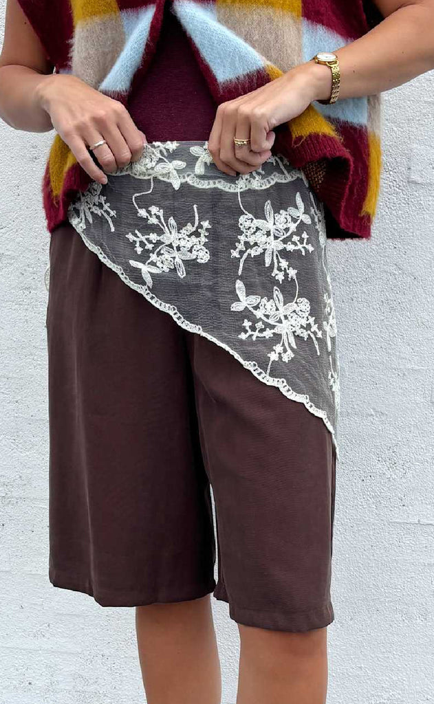 Black Colour Skjerf - Miriana Traingle Lace - Butter Yellow